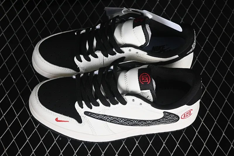 All categories Air Jordan Jordan series basketball shoes Air Jordan 1 Low High-end customized low-top sneakers Air Jordan 1 Low AJ1 Qiao 1 national style joint black and white panda High-end customized low-top retro basketball shoes JW1188-171
